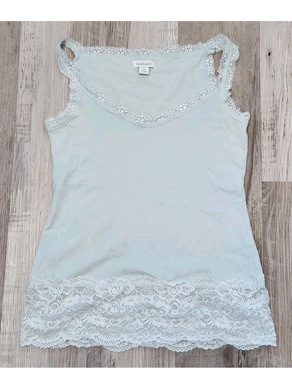 Sundance Tank Top Petite Small Lace Trim Light Blue Soft And Stretchy Layering